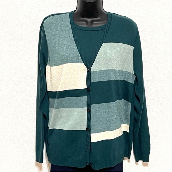 Alfred Dunner Woman Abstract Cardigan Sweater Size XL - Picture 1 of 14